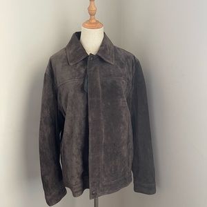 NWT Roundtree and Yorke Suede Leather Jacket Men’s M Bomber Brown Adult Coat